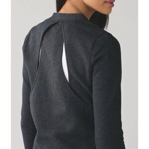Lululemon Women's Sz 12 Go Endeavor Gray Long Sleeve Back Cut Out Sweatshirt NEW